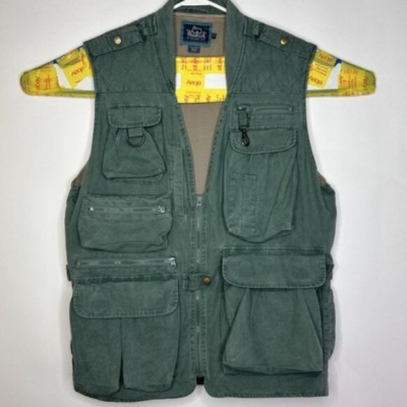Vintage Woolrich Vest Mens Large Green Sleeveless Outdoors Fishing Hunting Coat - Picture 1 of 16
